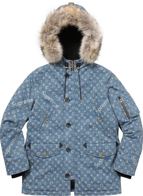 supreme lv parka price|supreme x louis vuitton jacket.